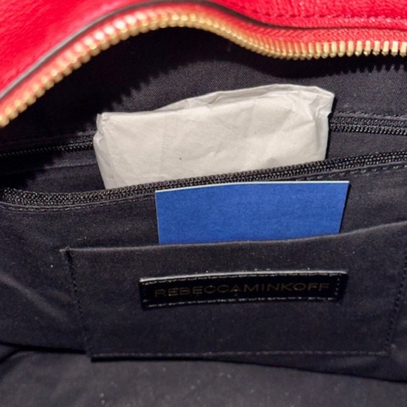 NWT Rebecca Minkoff designer Red Leather Purse Satchel style with… - Picture 14 of 16